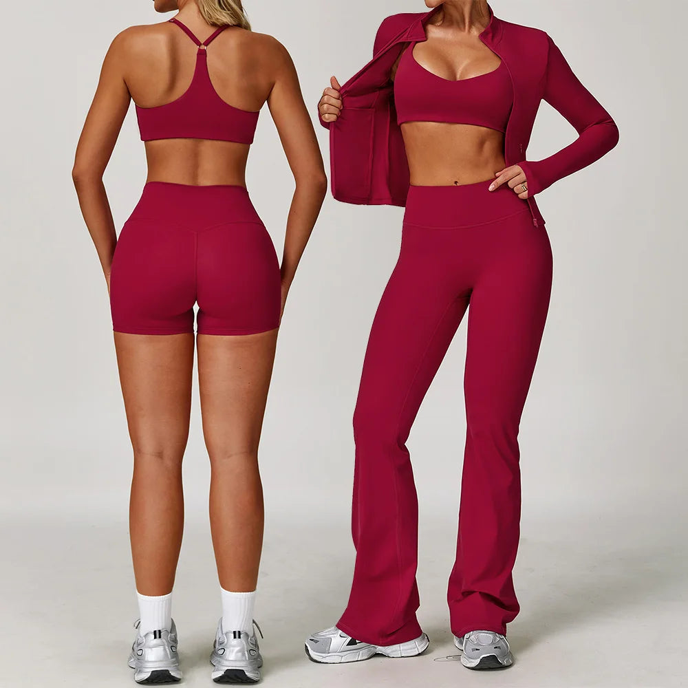 Yoga Set for Women (2–3 Pieces) – Long Sleeve Athletic Wea
